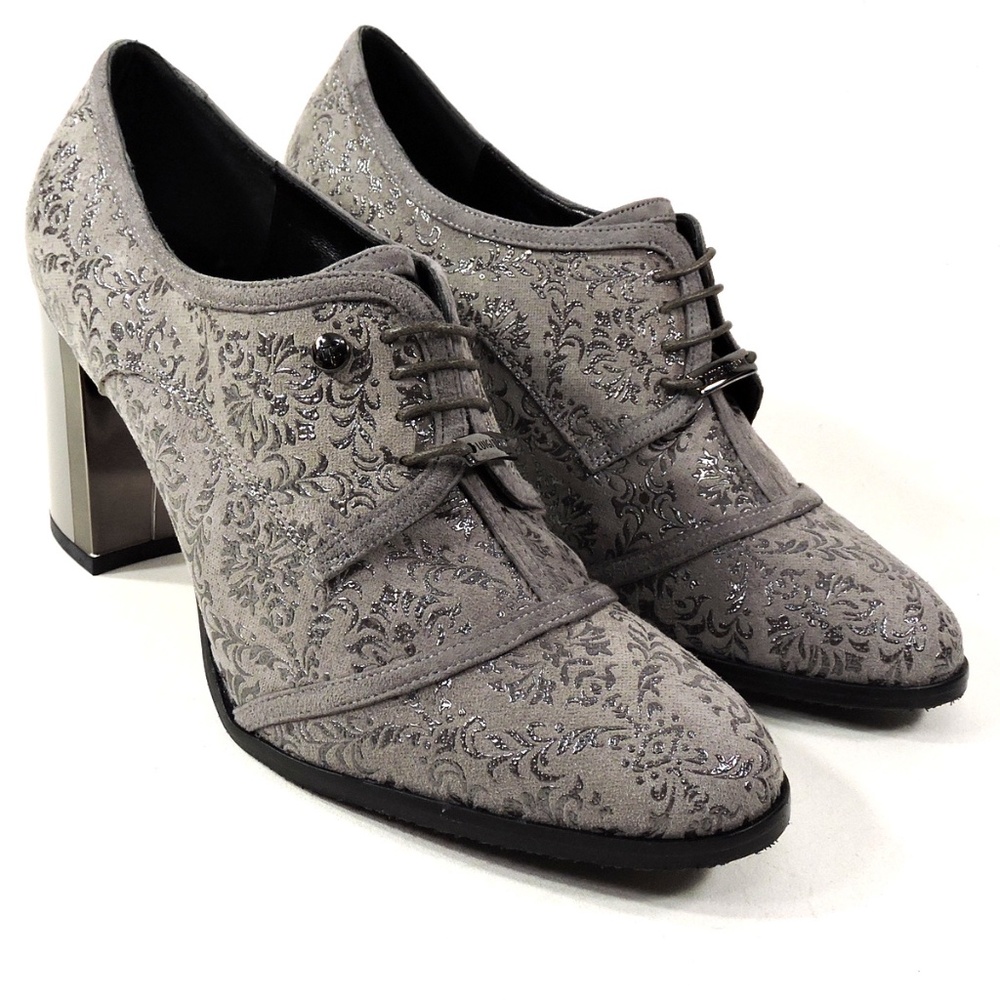 LUIGI TRAINI 🇮🇹 WOMEN'S GREY SUEDE HEELED FASHION SHOES